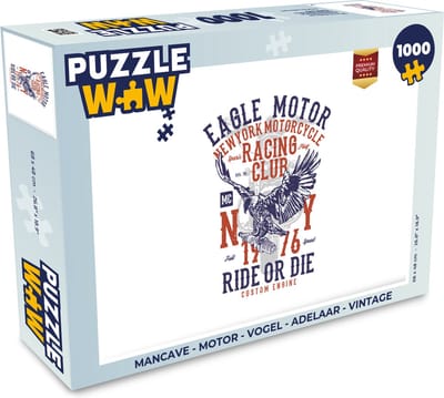 Puzzel Mancave - Motor - Vogel - Adelaar - Vintage - Legpuzzel - Puzzel 1000 stukjes volwassenen