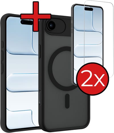 Hoesje - Met 2x Screenprotector - Geschikt voor Apple iPhone Air - Magsafe Compatible - Sterk & Shockproof - Shock Proof Case - Back Cover - Telefoon Hoes - Telefoonhoes - Zwart