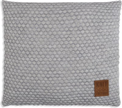 Knit Factory Juul Sierkussen - Vierkant kussen - Kussen woonkamer - Bank kussen - Decoratie kussen - Licht Grijs/Beige - 50x50 cm - Kussenhoes inclusief kussenvulling