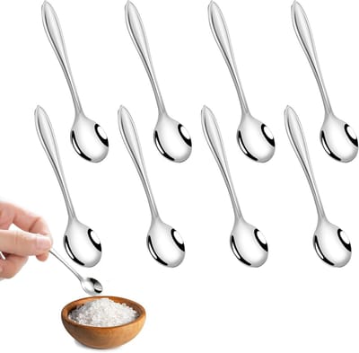 Set van 8 Mini Lepels van RVS voor Espresso, Specerijen en Zout - Compacte 7,5 cm Lepels voor Keuken en Tafelen