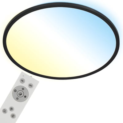 Briloner Leuchten - LED plafondlamp CCT, LED plafondlamp backlight, ultra plat, dimbaar, afstandsbediening, warm wit, neutraal wit, koel wit, 480x30mm