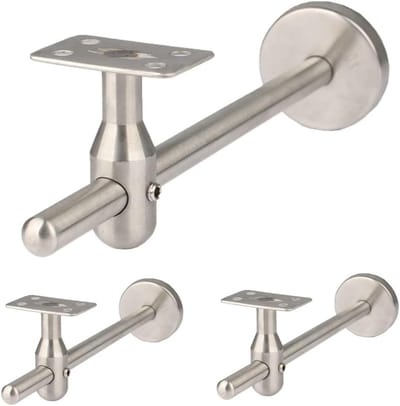 Leuningbeugel Staal - Trapondersteuning Wandmontage - Veilige Trap Op - Verstelbare Lengte - 100-250mm - Zilver