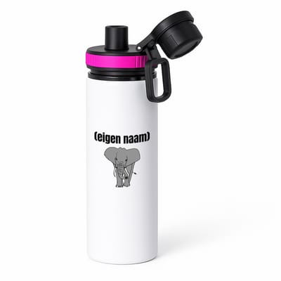Hacebo® - olifant met eigen naam waterfles met draaidop roze - Olifant - olifanten liefhebbers - iemand die houdt van olifanten - verjaardag - cadeau - kado - water fles - 850ML