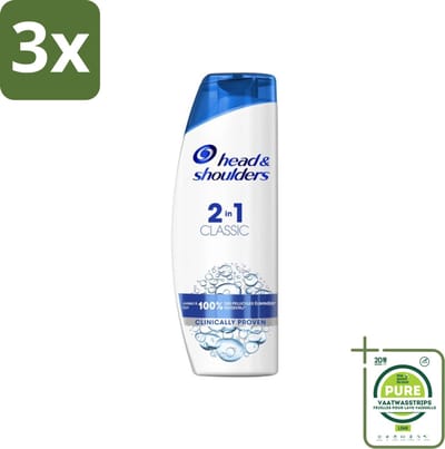 3 x Head & Shoulders - 2in1 Anti-Roos Shampoo & Conditioner - Classic - 270 ml - Grootverpakking - Roos Shampoo - Anti Roos Shampoo - Shampoo Conditioner - 2 In 1 Shampoo - Hoofdhuidverzorging