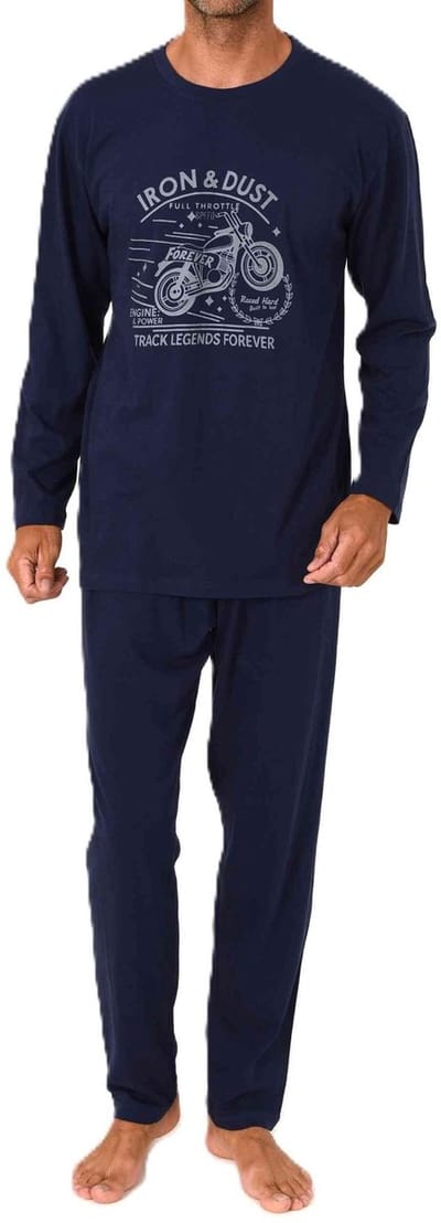 Normann herenpyjama met lange mouwen en print op de voorkant