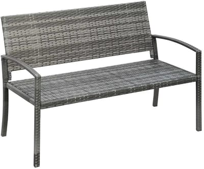 JOYNEXTBUY - Tuinbank Rotan Look – 2-Zits Balkonbank Stalen Frame – Weerbestendige Buitenbank – Draagvermogen max 320 kg – Grijs