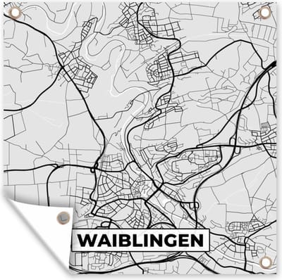 Tuin poster Kaart - Waiblingen - Duitsland - Stadskaart - Plattegrond - 200x200 cm - Tuindoek