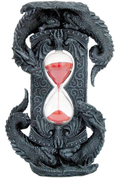 Zandloper - Zand timer - Decoratie - Dubbele draak ontwerp - 20 cm hoog - Rood steenachtig