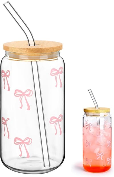 Dailygoods- Drinkglas 500ml - Glazen Tumbler met Deksel - Drinkbeker met Rietje - Esthetisch en Stijlvol - Voor Cocktails/Bier/Limonade
