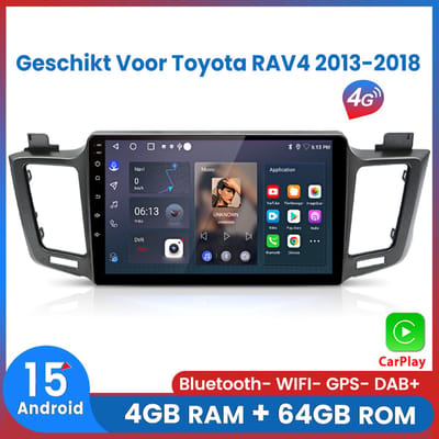 Awesafe 8-Core 4+64GB Android 15 Autoradio Geschikt Voor Toyota RAV4 2013 t/m 2018 - Draadloze Carplay Android Auto - Touchscreen - GPS Navigatie 4G WiFi Mirror Link FM RDS 32EQ DSP SWC - Bluetooth Radio - 2013 2014 2015 2016 2017 2018