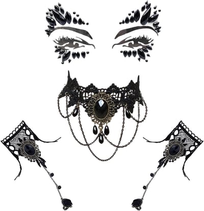 Gothic Choker Kettingen en Armbanden Set voor Steampunk Kostuums en Halloween Accessoires met Victoriaanse Retro Gear en Kanten Design