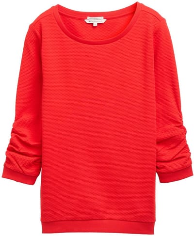 Tom Tailor Denim - Sweatshirt met plooien - Maat XS - Scarlet Red