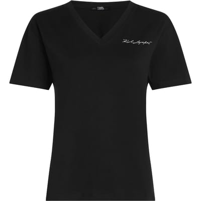 Karl Lagerfeld Signature V-neck T-shirt Black Taglia: M | Maglie Sportivi Outlet | Donna | Nero
