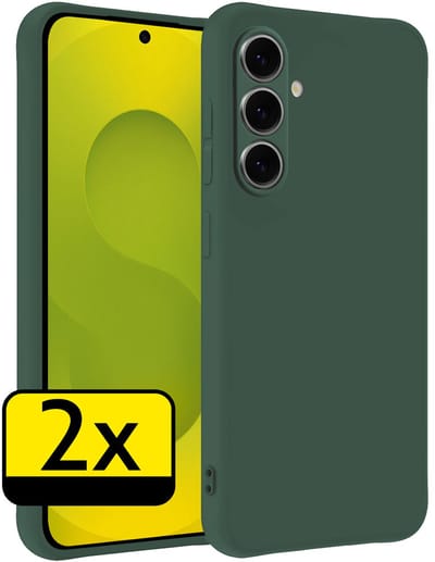 Hoesje - 2 Stuks - Geschikt voor Samsung Galaxy S25 FE - Sterk & Shockproof - Case Siliconen - Back Cover - Telefoon Hoes - Telefoonhoesjes - Donkergroen