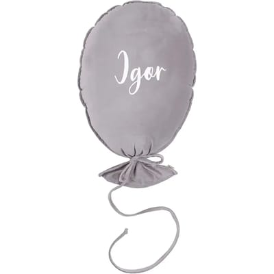 Gepersonaliseerd deluxe zilvergrijs balonikussen Malomi Kids