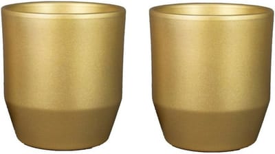Bela Arte Bloempot/plantenpot - 2x - keramiek - goud glans - D13,5xH13 cm