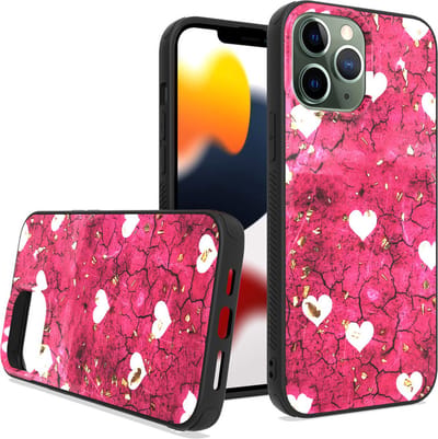 ZT Silicone telefoonhoesje met print Geschikt voor: iPhone 14 Plus - Pink Hearts - ZT Accessoires