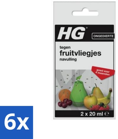 6 x HG X - Fruitvliegjesval Navulling - Goed Voor 4 Maanden - 2 Vallen - Fruitvliegjesval - Fruitvliegjes - Navulling - Fruitvliegjes Bestrijding - HGX