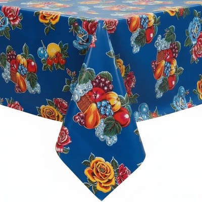 Protecttable - Rond Mexicaans Tafelzeil Limoenen Lichtblauw ⌀118cm - Tafelkleed Afwasbaar - Kunststof