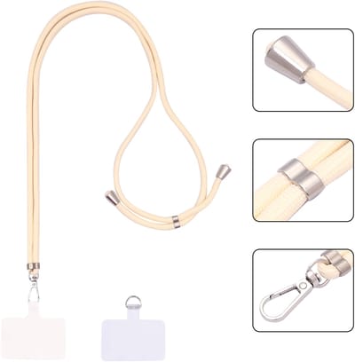 Casemania Universele Telefoonkoord - Bright Almond - Verstelbare Telefoonketting - Crossbody Draagkoord Koord voor Telefoon - Lanyard Cord - Beige