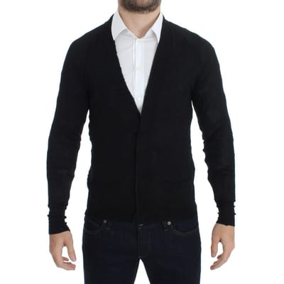 Costume National Heren Zwart Fijn Wollen Knoop Vest