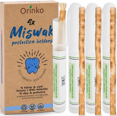 4x Miswak Strijkers (Siwak) - Natuurlijke Tandenborstels met Etui - Duurzame Mondverzorging en Frisse Adem