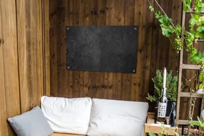 Tuinposter Beton - Tuindoek - Buiten Decoratie - UV Bestendig - 90x60 cm - Grijs Zwart