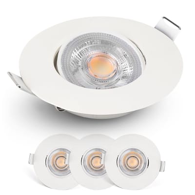 Spotjes Wit Dimbaar 3 stuks – Ultralage Inbouwdiepte - 480 Lumen – 2700K Warm Wit - 4.9W - 50° Kantelbaar - Emos Exclusive Inbouwspots Led