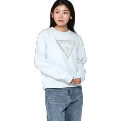 Dames sweatshirt met tricot driehoek in fleece Guess