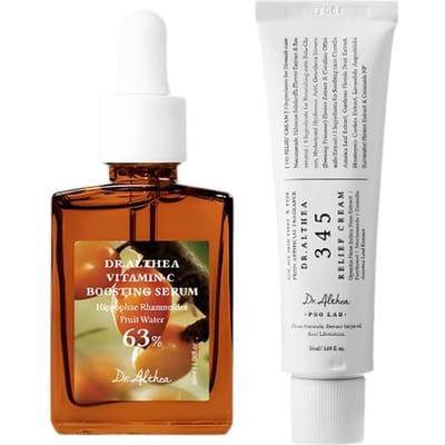 Dr.Althea 345 Relief Crème + Vitamine C Boostend Serum Set | Verhelderende & Barrière Verzorging Koreaanse Huidverzorging