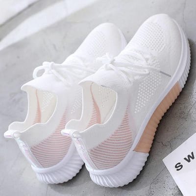 Chaussures pour femmes nouvelles chaussures de sport respirantes en maille polyvalentes d'été creuses marche volant tissées antidérapantes baskets pour femmes Zapatos De Mujer 40
