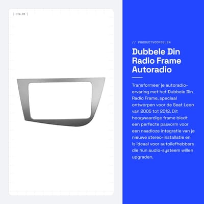 Dailygoods- Autoradioframe Dubbele Din - Vervanging voor Seat Leon 2005+ - ABS Kunststof - Stabiel en Duurzaam - 220x130mm - Silver Grey - Autoradio