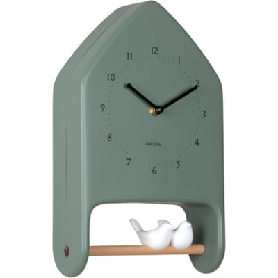 Karlsson - Wall Clock Love Birds - Groen - Øcm