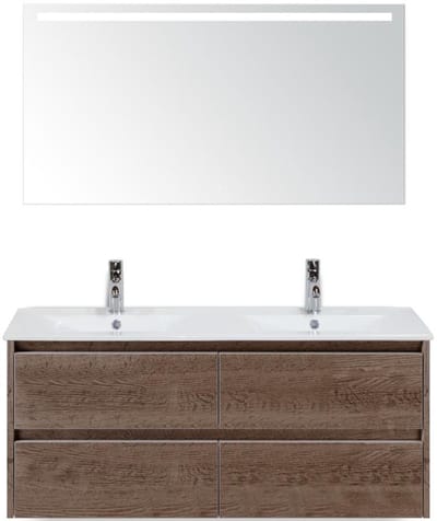 Dante Badmeubelset 120 cm - Tabacco - Keramische Wastafel Wit Enjoy met Sence Spiegel