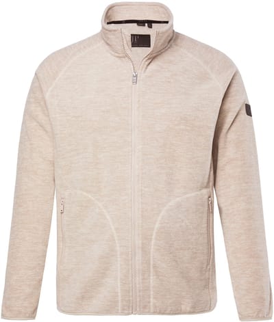 JP 1880 - Heren - Fleece jas opstaande kraag ritszakken - Cement - Maat 3XL
