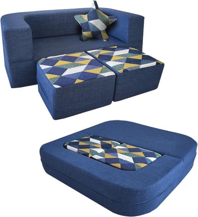 Modulaire kinderbank 2-in-1 met slaapfunctie - Opvouwbare schuimbank voor woonkamer en slaapkamer