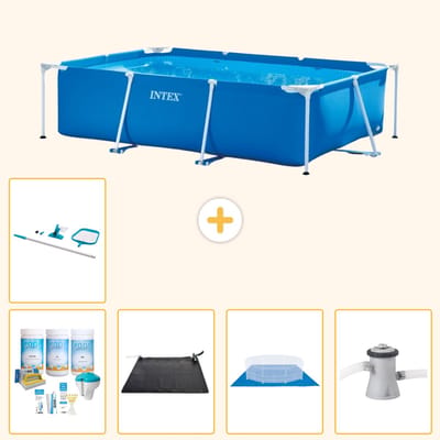 Intex Rond Opblaasbaar Easy Set Zwembad - 183 x 51 cm - Rood - Krab - Inclusief Onderhoudspakket - Solar Mat - Grondzeil - Zwembadfilterpomp - Schoonmaakset - 6-delig