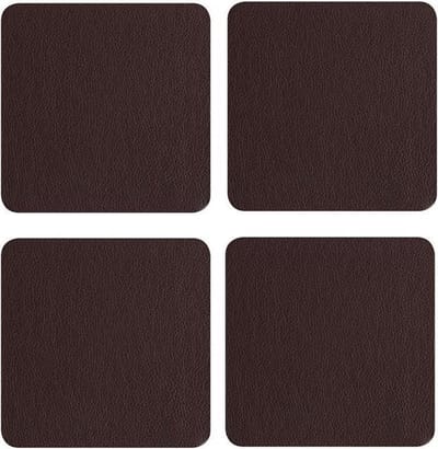 ASA Selection Onderzetters - Leather Optic Fine - Chocolat - 10 x 10 cm - 4 Stuks