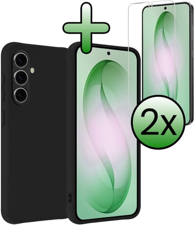 Hoesje Met 2x Screenprotector - Geschikt voor Samsung Galaxy S26 - Sterk & Shockproof - Back Cover - Siliconen Case - Telefoon Hoes - Zwart