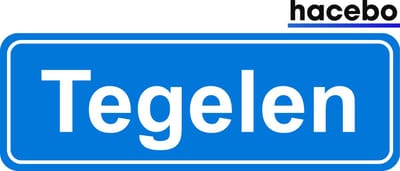 Hacebo - Plaatsnaam Sticker - 29x10 CM - Tegelen sticker - Verkeersborden sticker - grappige cadeaus - Tegelen