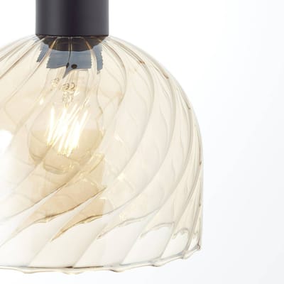 Brilliant Casto - Hanglamp - 1-lichts - E27 max 1x25W - Glas - Amber - Zwart
