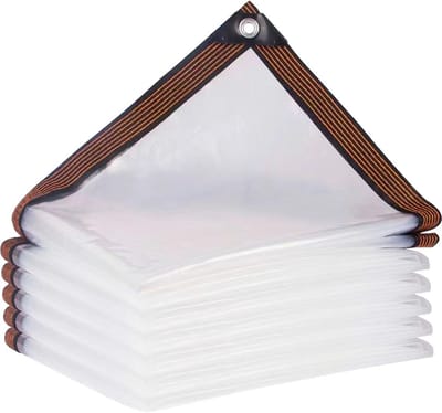 Waterdicht Transparant PVC-Zeil 4 x 5 m met Ingestanste Ringen - UV-bestendig en Scheurvast voor Tuin, Balkon, Bouwplaats en Huisdieren