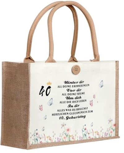 Verjaardagscadeau. Verjaardag voor vrouwen, jute zak - duurzame boodschappentas, cadeau voor dames, moeder, vriendin, collega