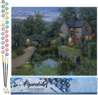 Figured'Art Schilderen op Nummer Volwassenen canvas Lichtgevende oase van rust - Handwerk acrylverf Kit DIY Compleet - 40x50cm zonder frame
