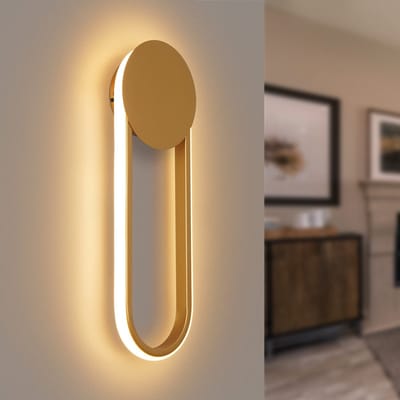 NETTLIFE Wandlamp LED - goud - 12W - Trappenhuislamp - Modern Hal lamp - 3000K Warm wit Licht - Minimalistische Wandverlichting - voor Slaapkamer | Woonkamer | Hal | Trappenhuis | Keuken - L 41.5cm