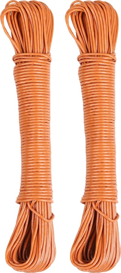 Urban Living Waslijn - 2x - 20 meter - PVC - terra - drooglijn / waslijndraad - wasgoed ophangen