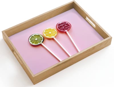 Dienblad hout 40x30 cm - Schootdienblad - Lolly - Snoep - Citrus - Borrelplank rechthoek - Plateau dienbladen