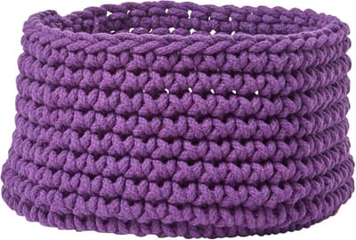 Homescapes Gebreide Opbergmand, 100% Katoen Paars - 37 x 21 cm