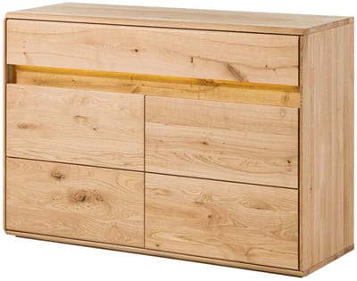MASSIVMOEBEL24.DE wilde eik dressoir blank massief hout 123x43,5x86 cm (BxTxH) geolied gemonteerd CARDIFF volledig massief #131