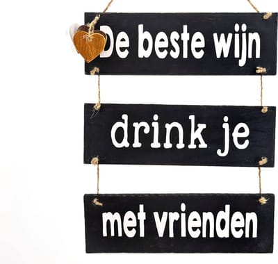 Tekstbord black - 40x30 cm - de beste wijn drink je met vrienden